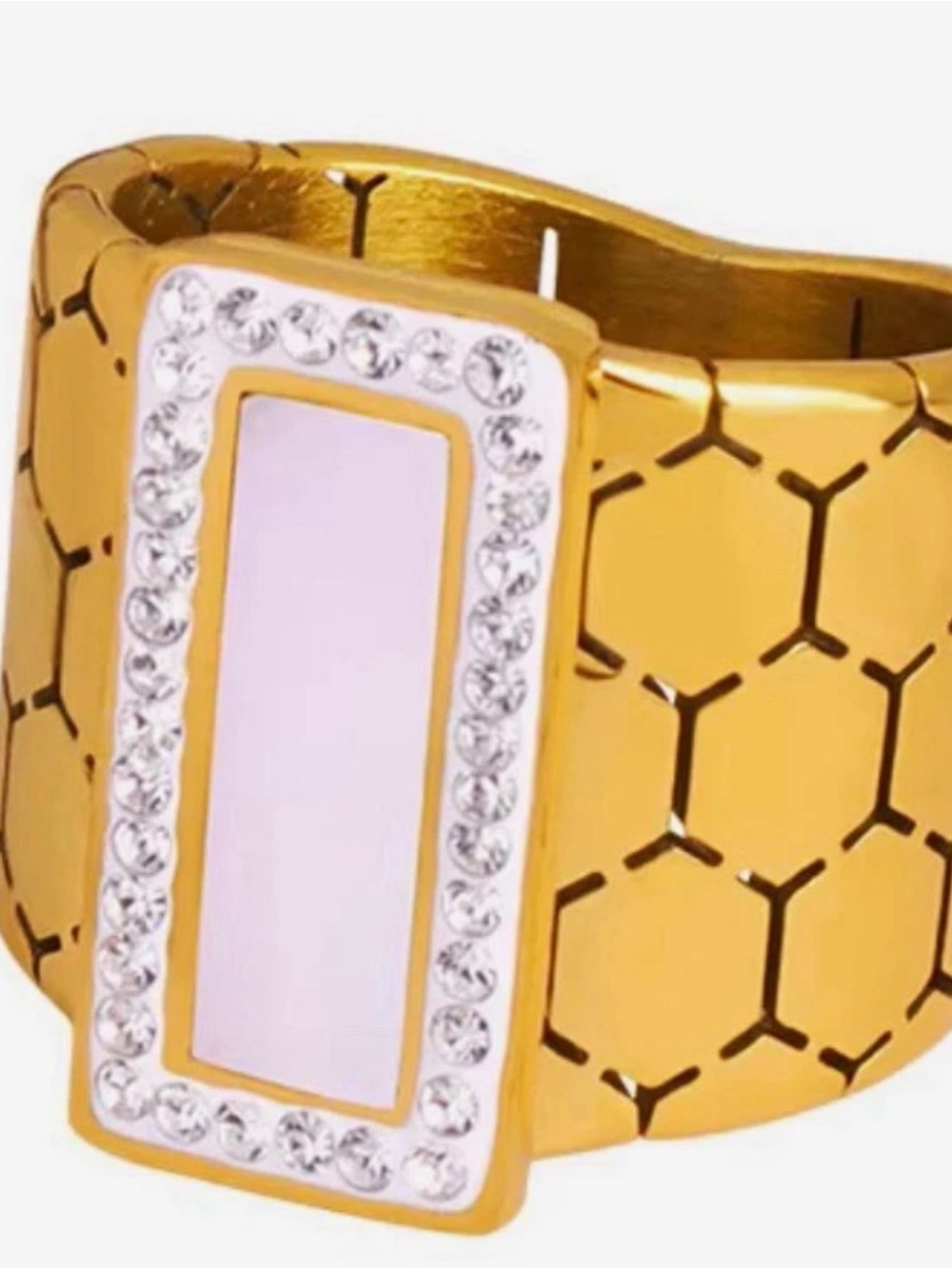 Gold Crystal Rectangle Stretch Bracelet for Women